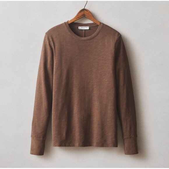 American Giant Women's Premium Slub Long Sleeve Crew Tee Brown - Picture 2 of 7